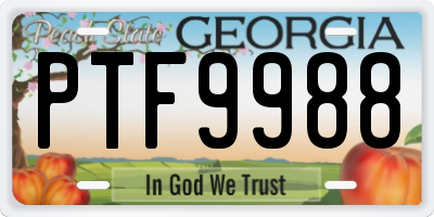GA license plate PTF9988
