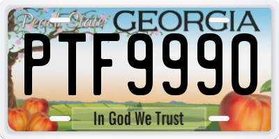GA license plate PTF9990