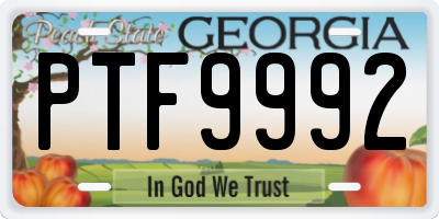 GA license plate PTF9992