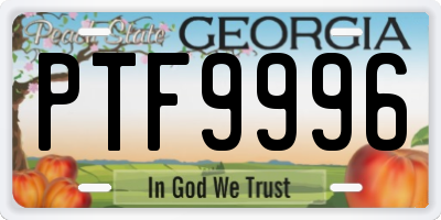 GA license plate PTF9996