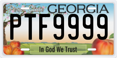 GA license plate PTF9999