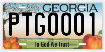 GA license plate PTG0001