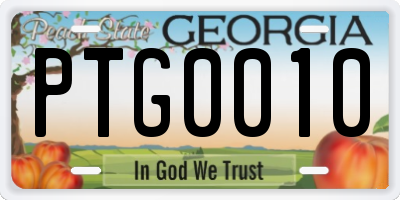 GA license plate PTG0010