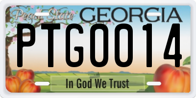GA license plate PTG0014