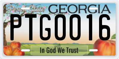 GA license plate PTG0016
