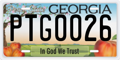 GA license plate PTG0026