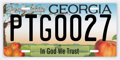 GA license plate PTG0027