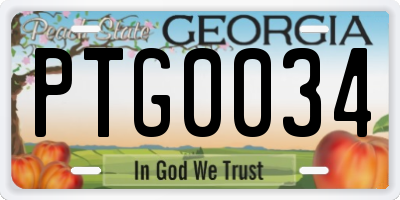 GA license plate PTG0034