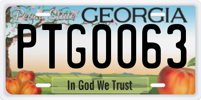 GA license plate PTG0063