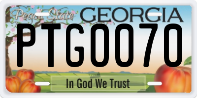 GA license plate PTG0070