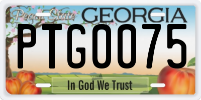 GA license plate PTG0075