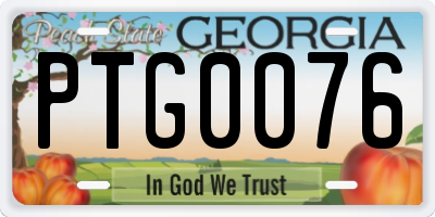 GA license plate PTG0076