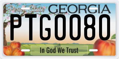 GA license plate PTG0080