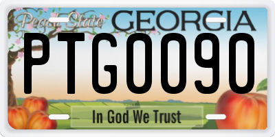 GA license plate PTG0090