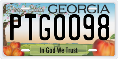 GA license plate PTG0098