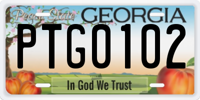GA license plate PTG0102