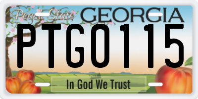 GA license plate PTG0115