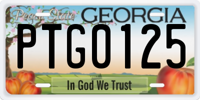 GA license plate PTG0125