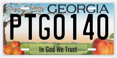 GA license plate PTG0140