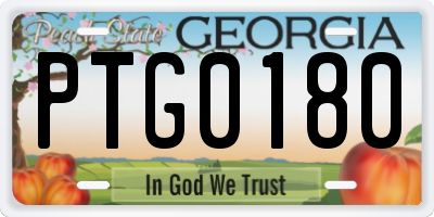 GA license plate PTG0180