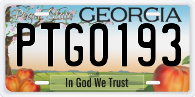 GA license plate PTG0193