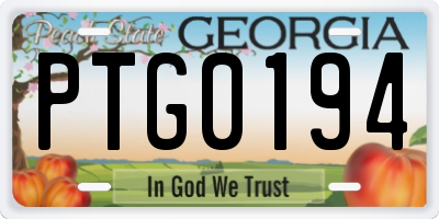 GA license plate PTG0194