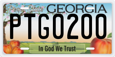 GA license plate PTG0200