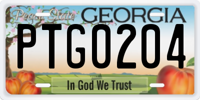 GA license plate PTG0204