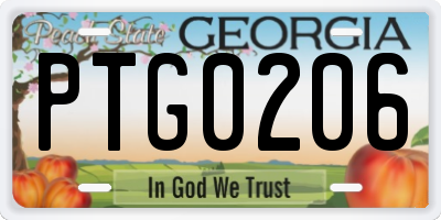 GA license plate PTG0206