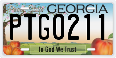 GA license plate PTG0211