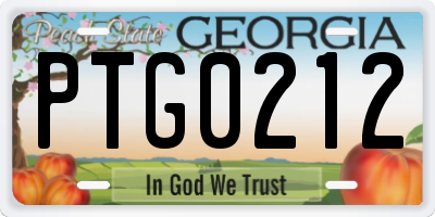 GA license plate PTG0212