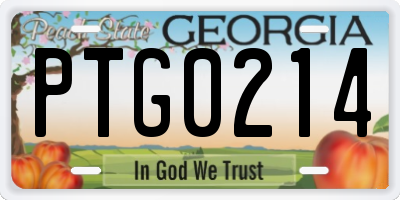 GA license plate PTG0214