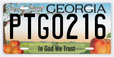 GA license plate PTG0216