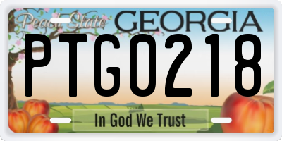 GA license plate PTG0218