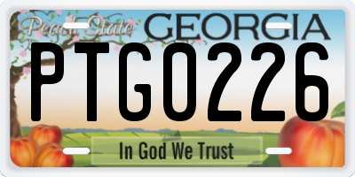 GA license plate PTG0226