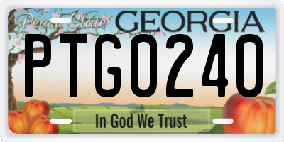 GA license plate PTG0240
