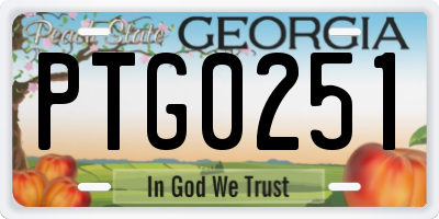 GA license plate PTG0251