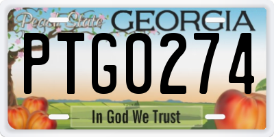 GA license plate PTG0274