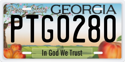 GA license plate PTG0280