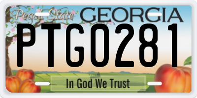 GA license plate PTG0281