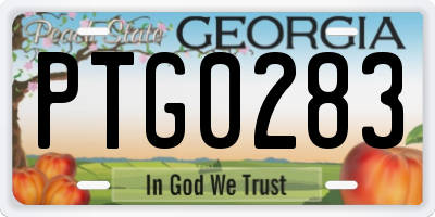 GA license plate PTG0283