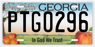 GA license plate PTG0296