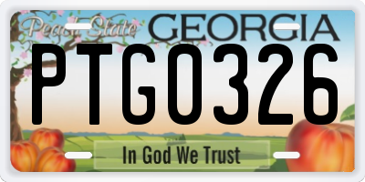 GA license plate PTG0326