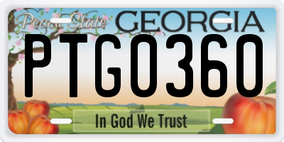 GA license plate PTG0360