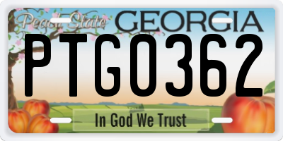 GA license plate PTG0362