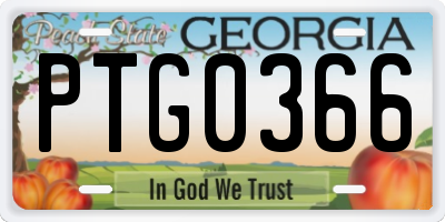 GA license plate PTG0366