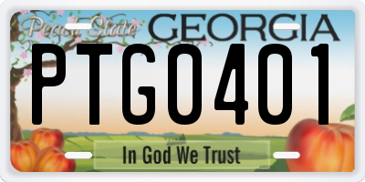 GA license plate PTG0401