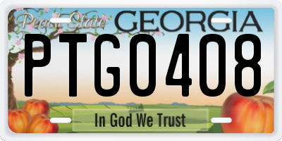 GA license plate PTG0408