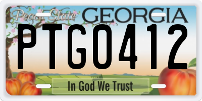 GA license plate PTG0412