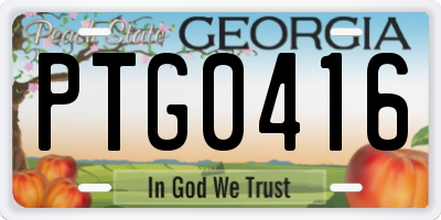 GA license plate PTG0416